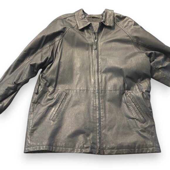 Georgetown Leather Design vintage women's black genuine leather jacket sz L - Picture 1 of 16